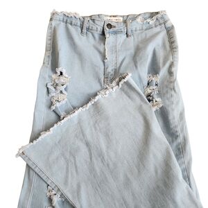 Almost Famous Flare Destructed Jeans Women's 13 Blue Y2K Grunge Rock Western